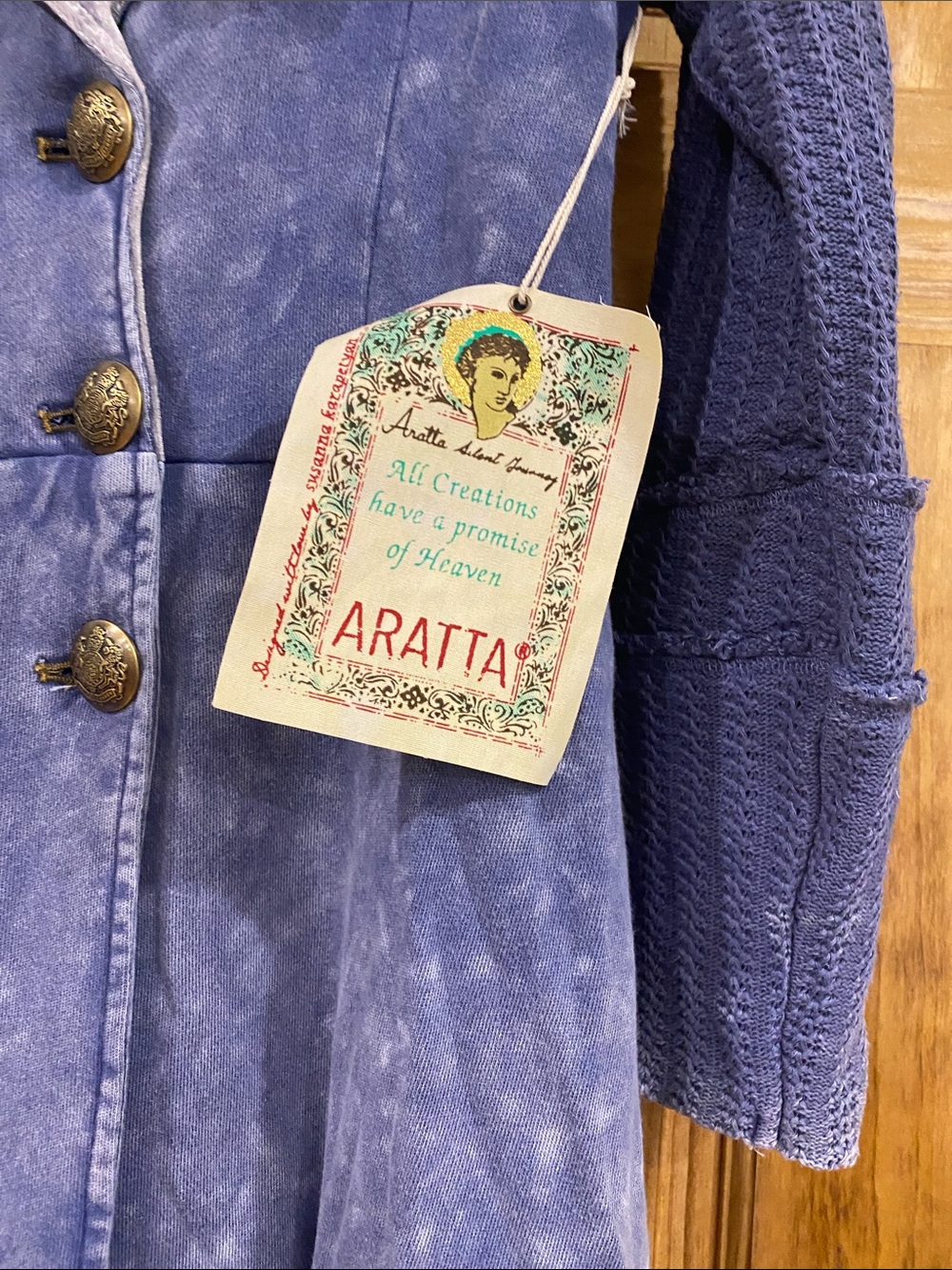 Aratta Colonial long Coat in Faded Blue with Ribbon Medal Accent - Picture 6 of 8